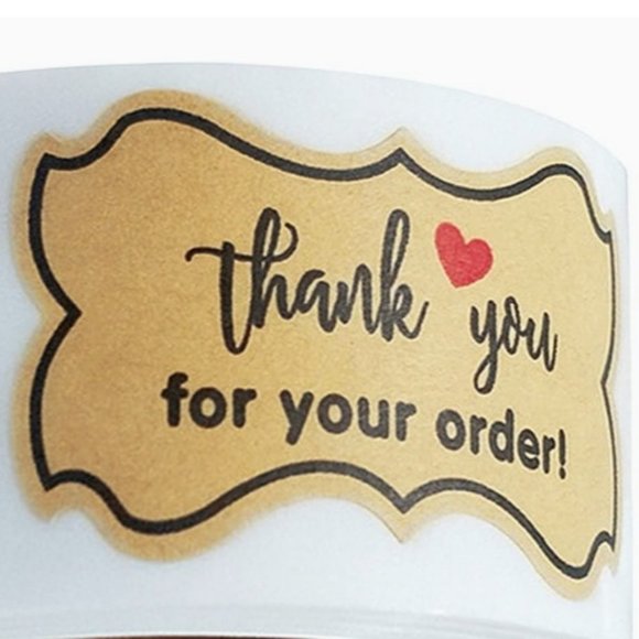 150 THANK YOU FOR YOUR ORDER Kraft Sticker 2" x 1" - Picture 3 of 6
